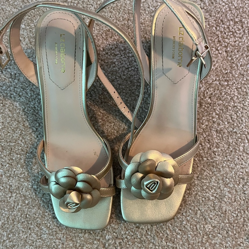 Liz Claiborne Gold Strappy Sandals